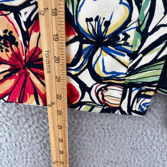 Coldwater Creek Jacket Womens 10 Green Multi Floral Pockets Ruched 3/4 Sleeves - Picture 9 of 10